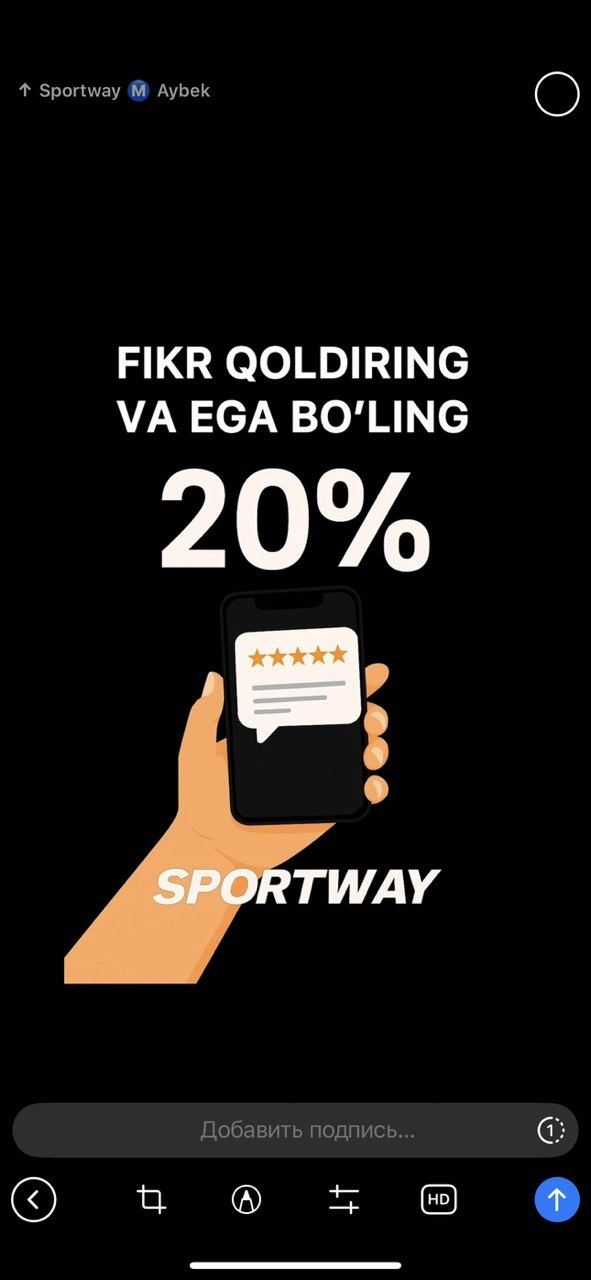 Fikr qoldiring va 20% chegirmaga ega bo'ling
